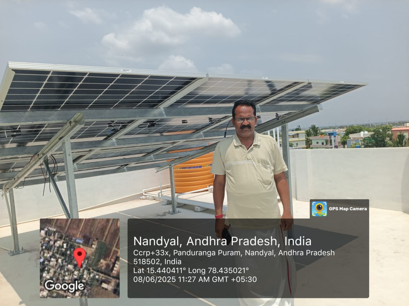 Happy client with solar installation